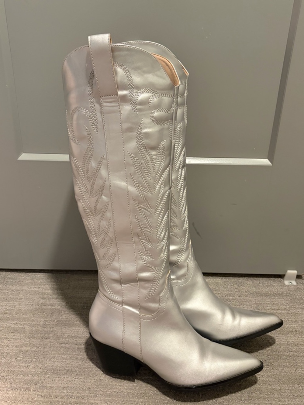 12th Tribe Silver Over-the-Knee Western Boots
